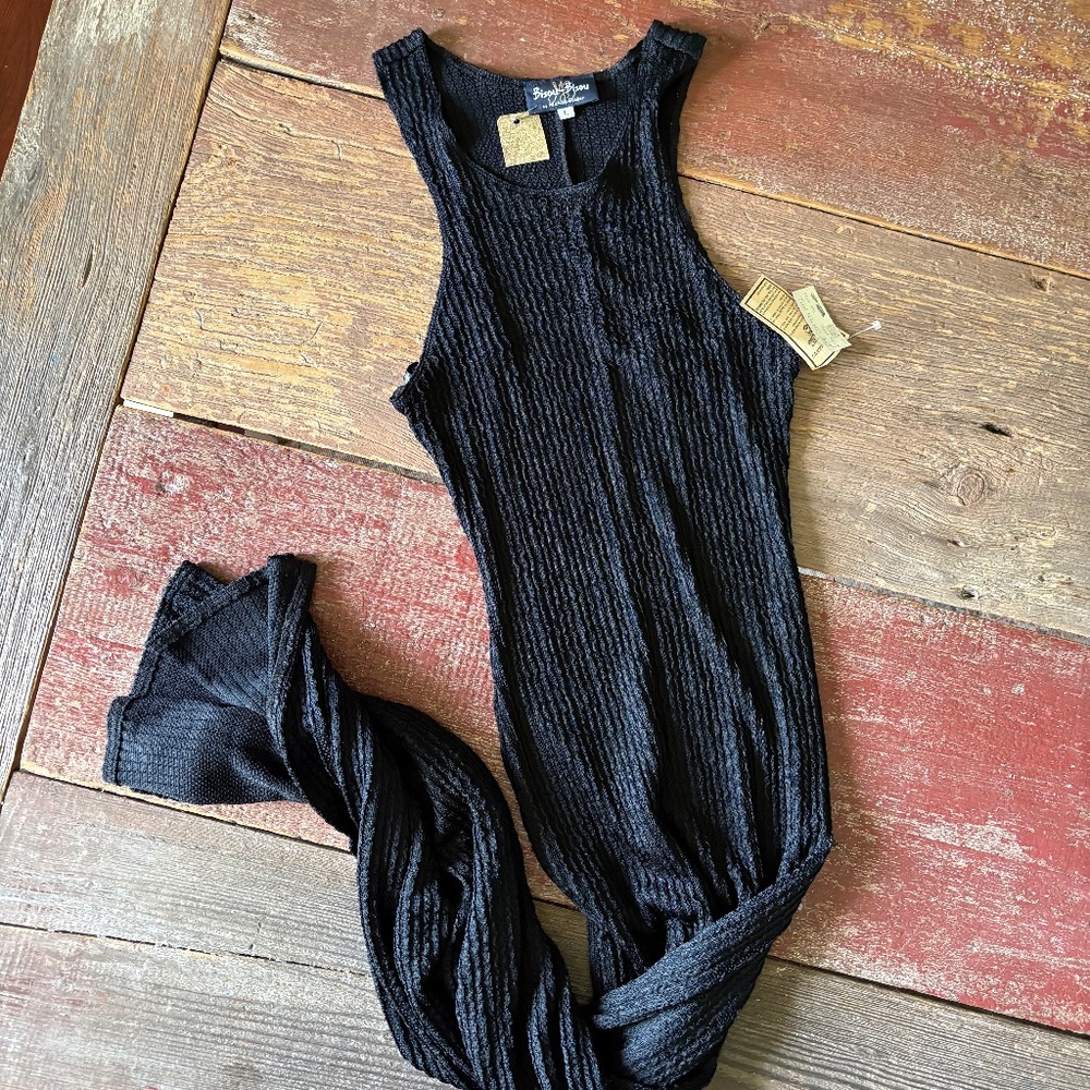 Slinky Black Bisou Bisou Maxi Dress, New With Tags! Size Large